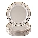 DISPOSABLE PLASTIC SIDE PLATES 7.5" Glare Ivory/Gold (20 pc)