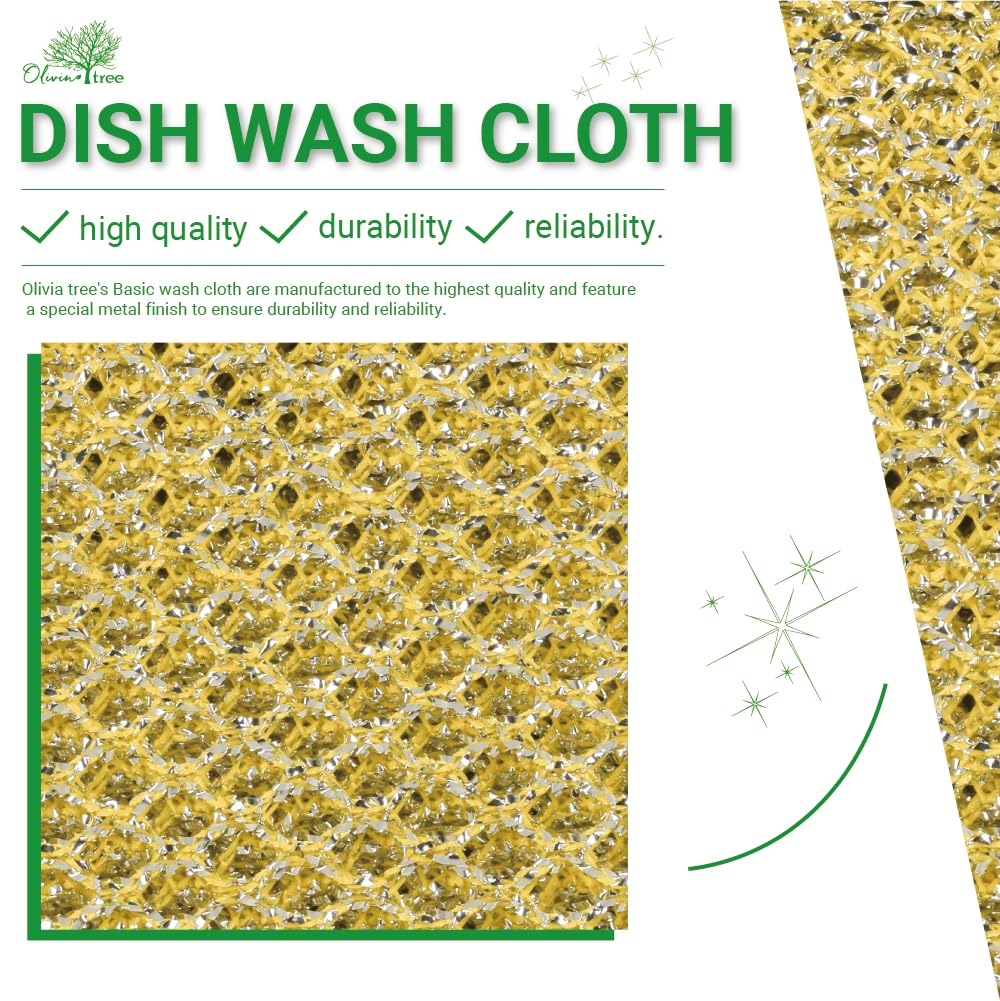 Rugged Glitter Dish Wash Net Heavy Duty, 4 pcs - Premium Non-Scratch Scouring Pads for Durable Cleaning - Glitter Kitchen Mesh Dish Cloth Set