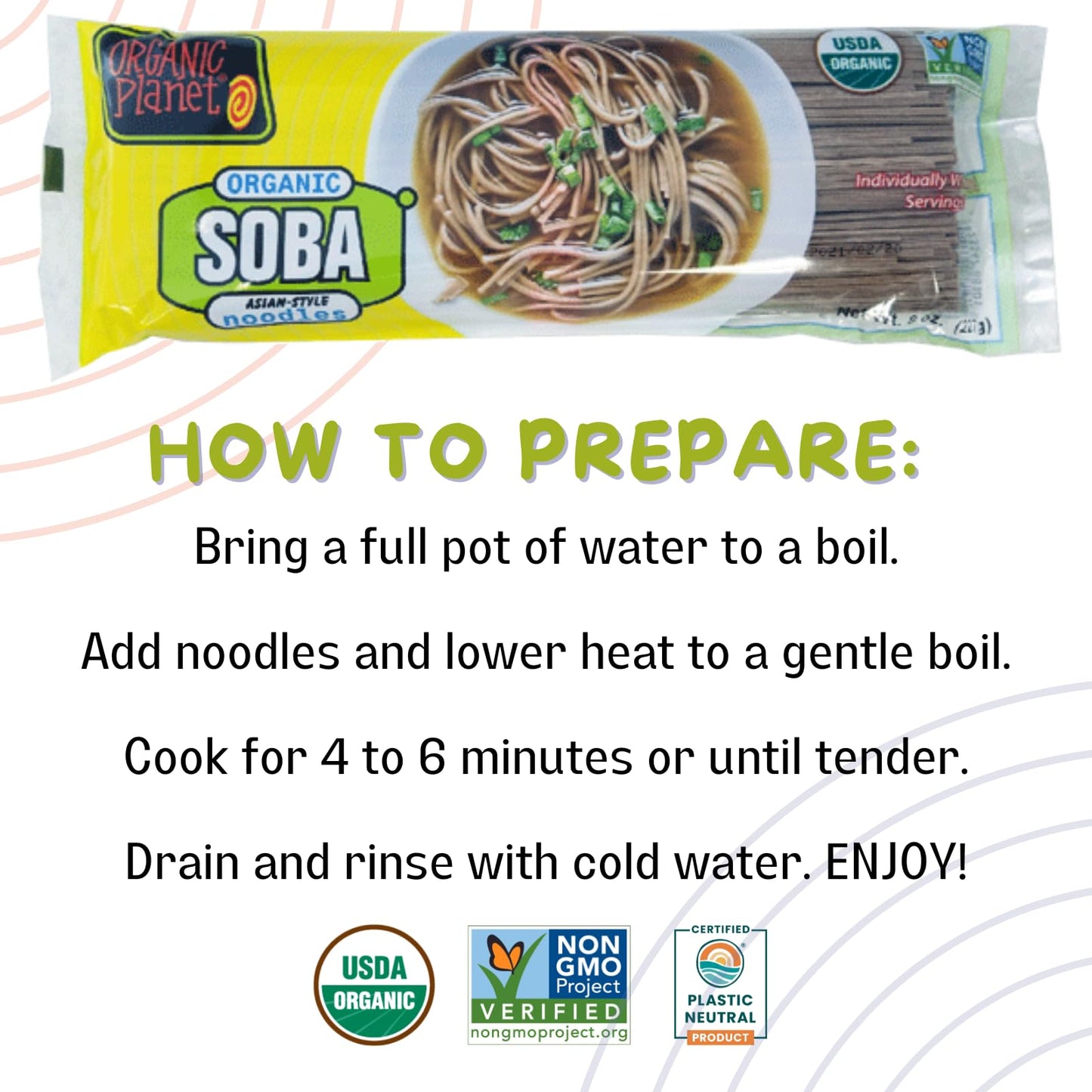 Organic Soba Noodles, Made with Wheat & Buckwheat, Dried Asian Pasta, Quick Cooking, Non-GMO, 8 oz (1 pack)