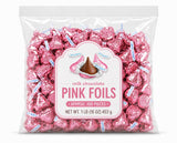 Pink Foil Milk Chocolate Candy Pieces Bulk Bag - 1 lb (Approx. 100 pieces)
