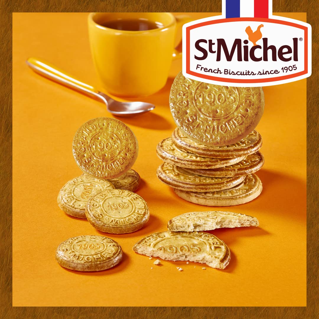 St Michel Grandes Galettes Butter Cookies Biscuits with Sea Salt 5.29oz, Pack of 6, Made in France, Non-GMO Pure Butter Cookies