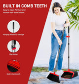 2-Pack is More economical,Brooms with Dustpan Combo Set? with 52" Long Handle, Dustpan Teeth with self-Cleaning Function, Indoor and Outdoor Sweeping