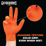 GLOVEWORKS 8 Mil Orange Nitrile Disposable Gloves Heavy Duty Industrial RDT for Mechanic and Automotive Medium 2 Boxes of 100