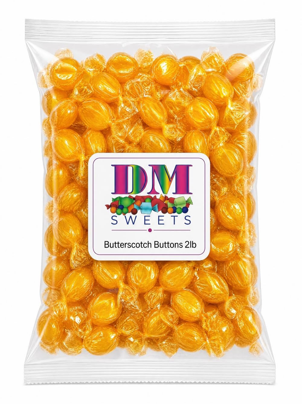 Butterscotch Buttons Candy - 2 lb Bulk Bag of Individually Wrapped Classic Hard Nostalgic Sweets with Rich Butter Flavor