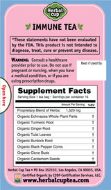 Herbal Cup Ayurveda Immune Tea, Organic Echinacea Booster, No Caffeine Herbal Teas (Immune Echinacea, 16 Count (Pack of 6))