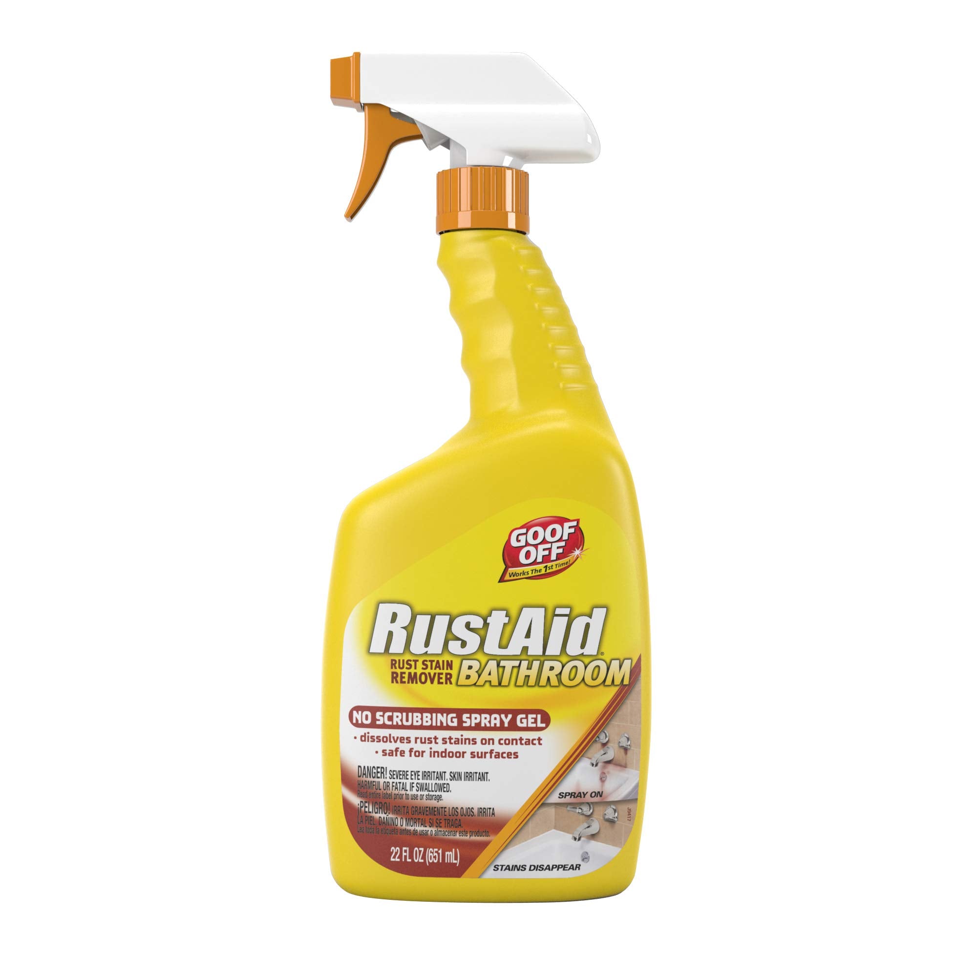 Rust-Aid Rust Remover Spray Gel for Bathroom Surfaces - Dissolves Tough Rust Stains on Contact - 22 oz (2 Pack) - Ilios Packaging