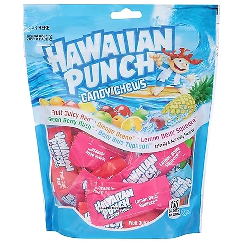 Adams & Brooks Hawaiian Punch Candy Chews (Lemon Berry Squeeze, Fruit Juicy Red, Blue Typhoon, Green Berry Rush, & Orange Ocean), Standup Bag