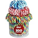 Christmas Candy Canes Tutti Frutti, Blue/White Peppermint, Red and White Cherry Mix Flavors - Bulk Candy Canes Individually Wrapped for Family Holiday