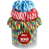 Christmas Candy Canes Tutti Frutti, Blue/White Peppermint, Red and White Cherry Mix Flavors - Bulk Candy Canes Individually Wrapped for Family Holiday