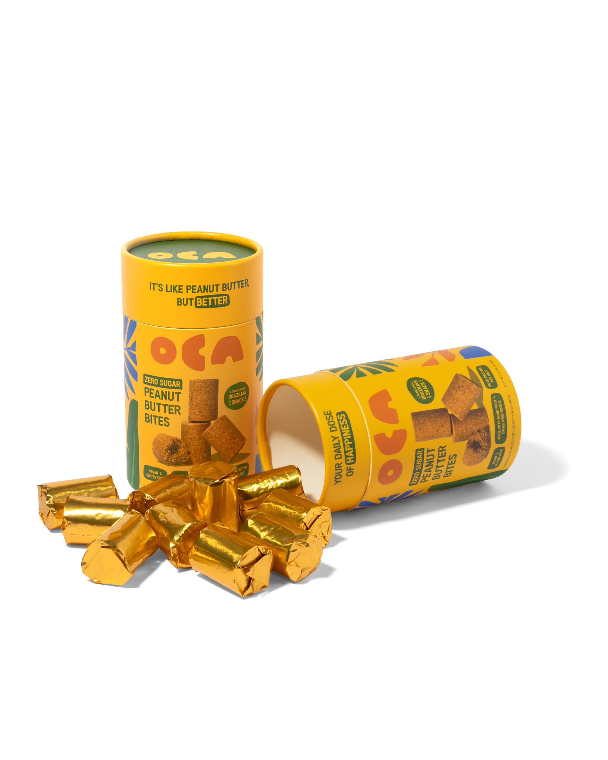 Oca Sugar-Free Peanut Butter Bites - 4 pack - 30g of Protein per pack - 3 Ingredients - No Sugar Added, Low Carb, High Protein - Healthy Keto Friendly