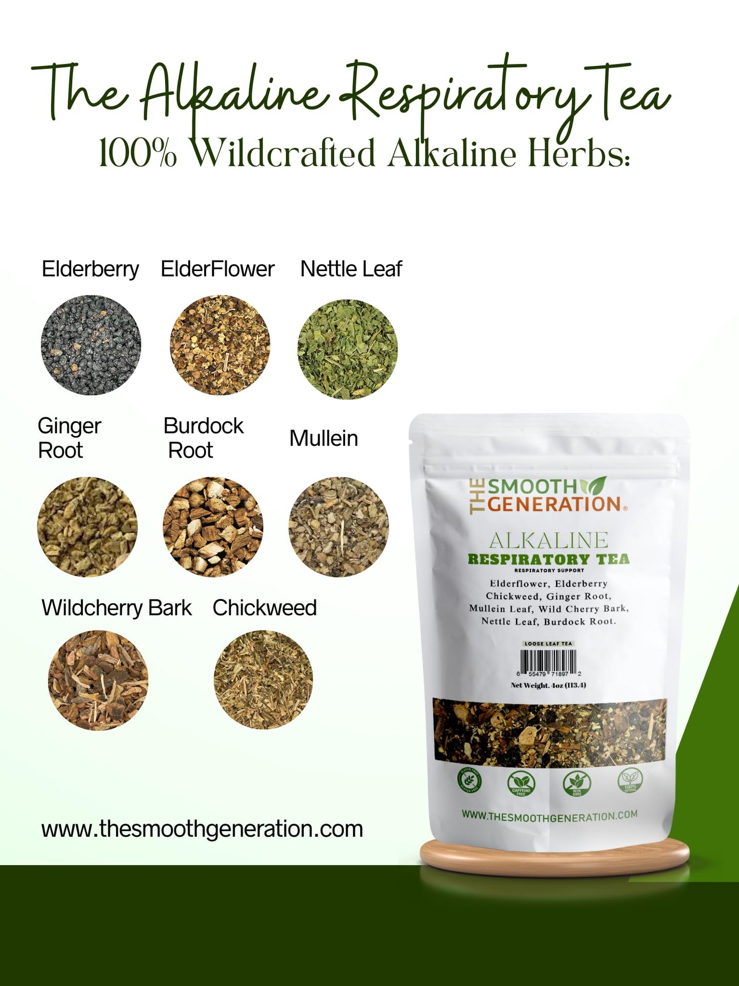 Alkaline Respiratory Tea - 100% Wildcrafted Herbs for Lung & Respiratory Support | Immune Boost & Detox | 4 oz Loose Leaf