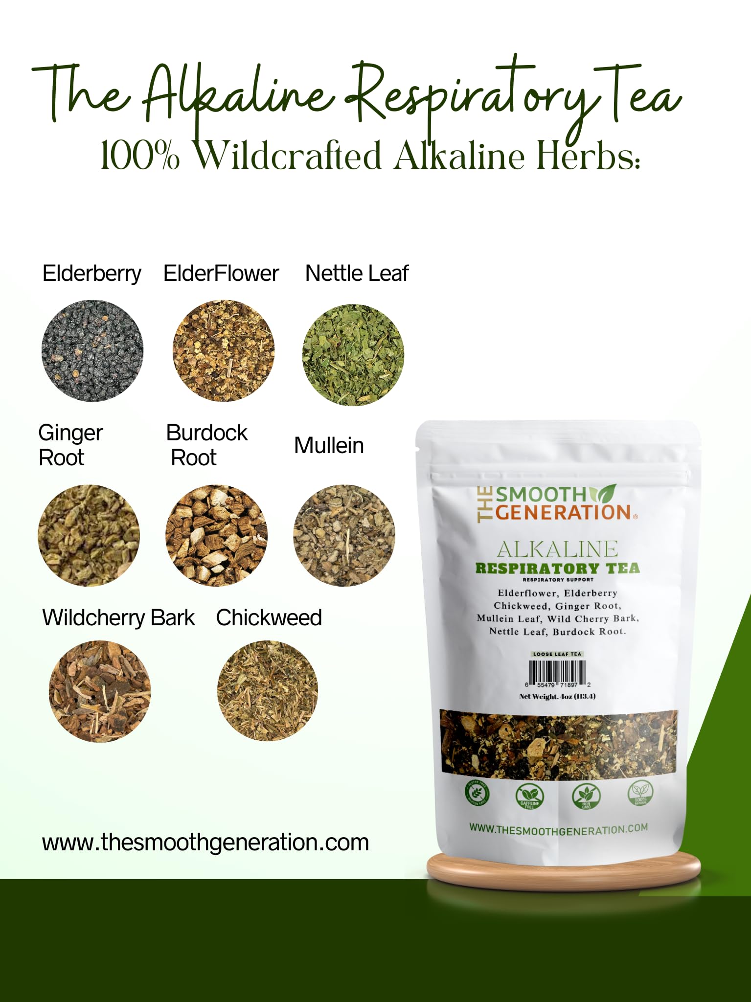 Alkaline Respiratory Tea - 100% Wildcrafted Herbs for Lung & Respiratory Support | Immune Boost & Detox | 4 oz Loose Leaf
