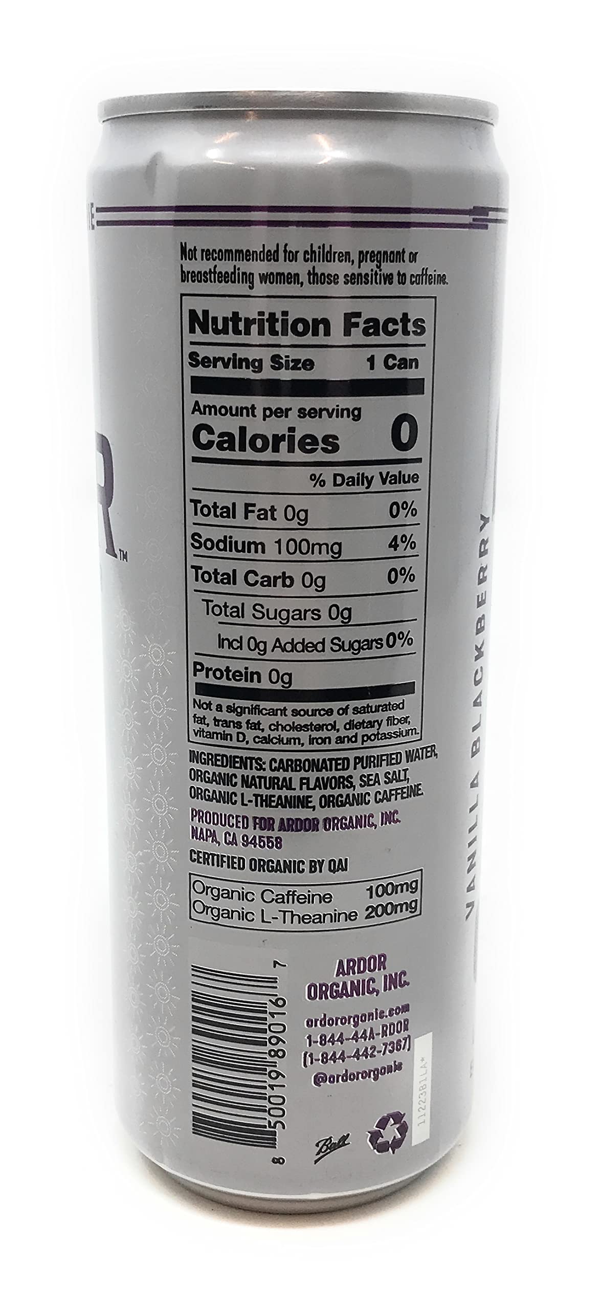 Ardor, Water Sparkling Mountain Blackberry Oragnic, 12 Fl Oz
