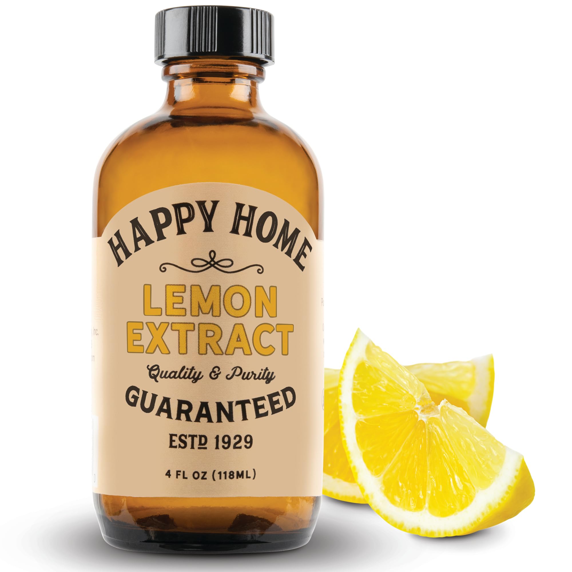Happy Home Pure Lemon Extract- Certified Kosher, 4 oz.