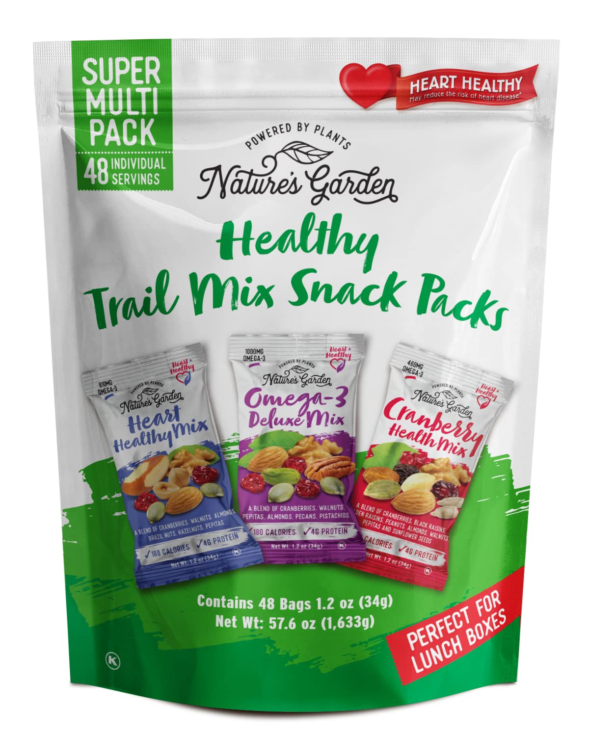 Nature's Garden Healthy Trail Mix Snack Pack - | Premium Nuts and Seeds | Delicious Healthy Trail Mix Snack - Food Allergy Free, 48 individual bags