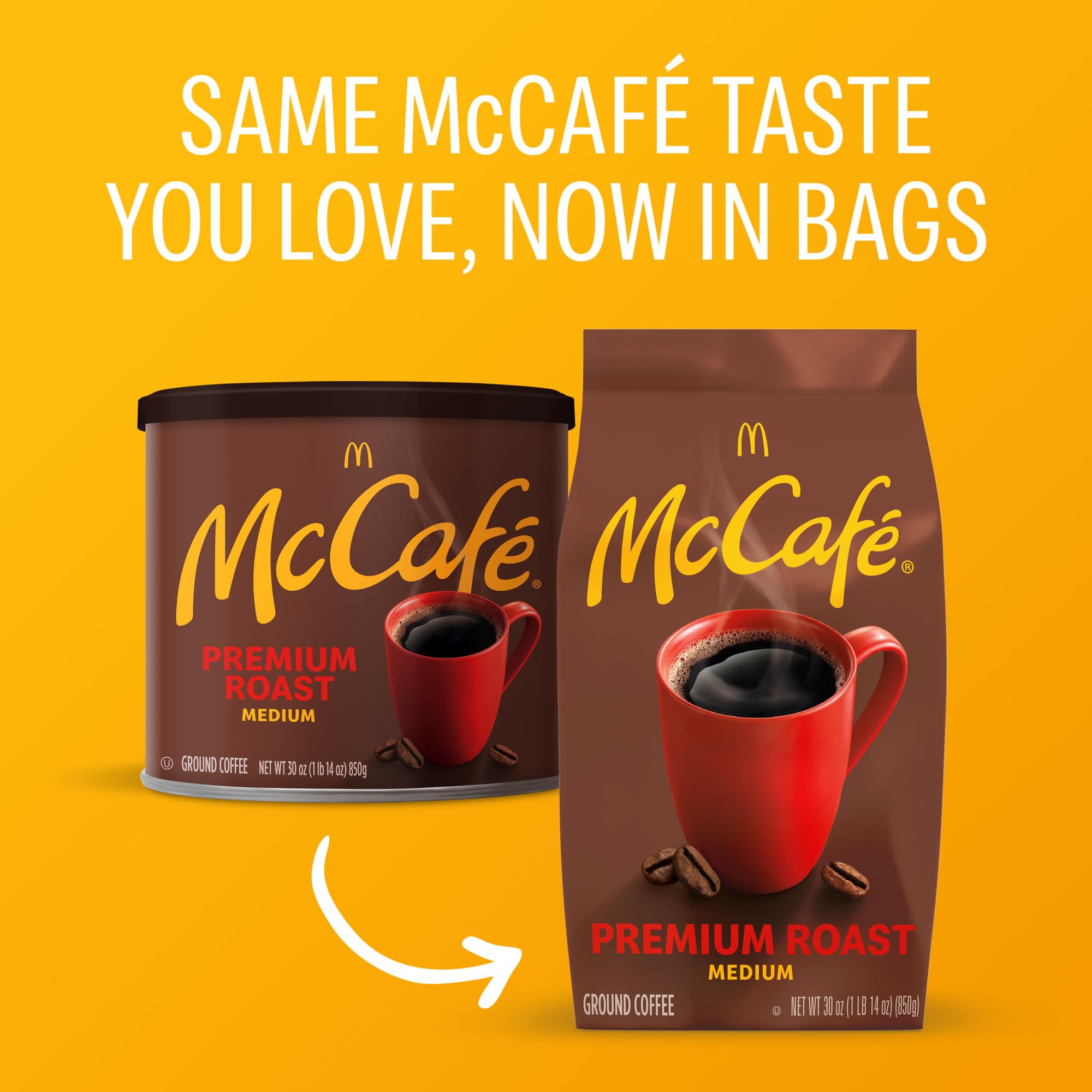 McCafe Premium Roast, Ground Coffee, Medium Roast, Premium Quality, Responsibly Sourced, Kosher Certified, 30oz. Bag
