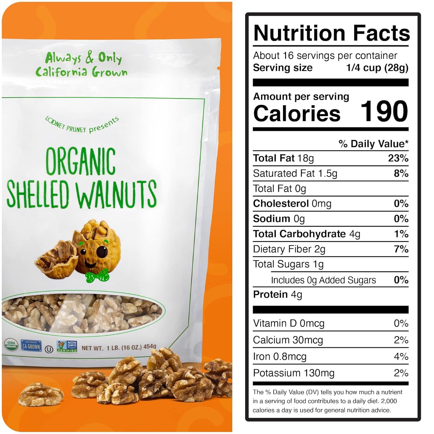 Organic Walnuts Unsalted 2 Pack (2LBS/16oz bags) Natural Shelled Walnut Halves & Pieces | Raw Organic Walnuts | Unsalted For Snacking, Baking, Topping
