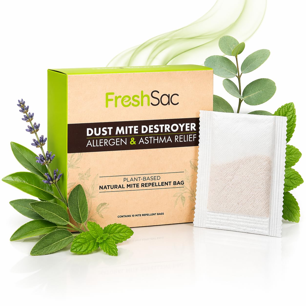 FreshSac Natural Home Freshness Sachets - Plant-Based Fabric Freshener & Odor Neutralizer for Bedding, Mattress, Couch, Upholstery & Closet Spaces