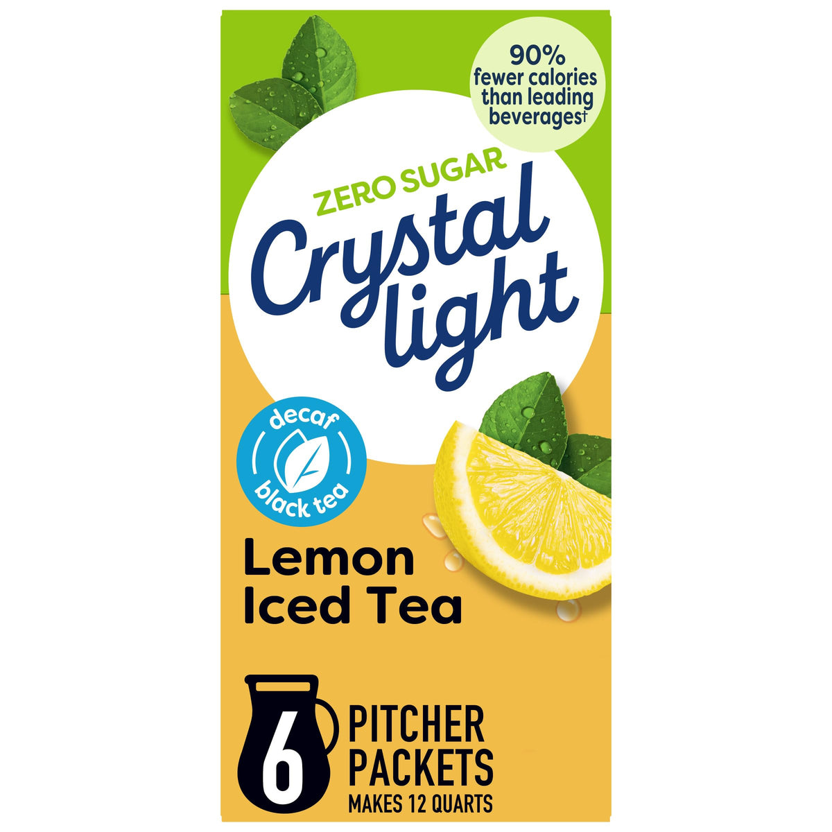 Crystal Light Decaf Lemon Iced Tea Natural Flavor Drink Mix, 12-Quart Box (Pack of 8)