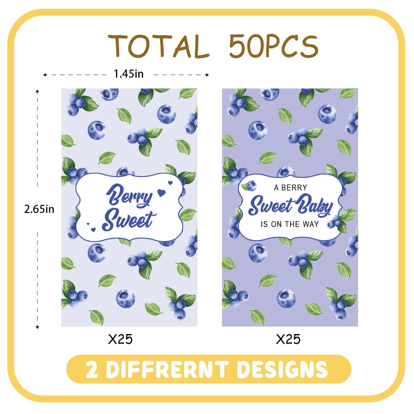 Blueberry Berry Sweet Baby Mini Chocolate Bar Wrappers, Blueberry Candy Bar Labels, Berry Sweet Baby is On the Way Stickers for Chocolate, Fruit