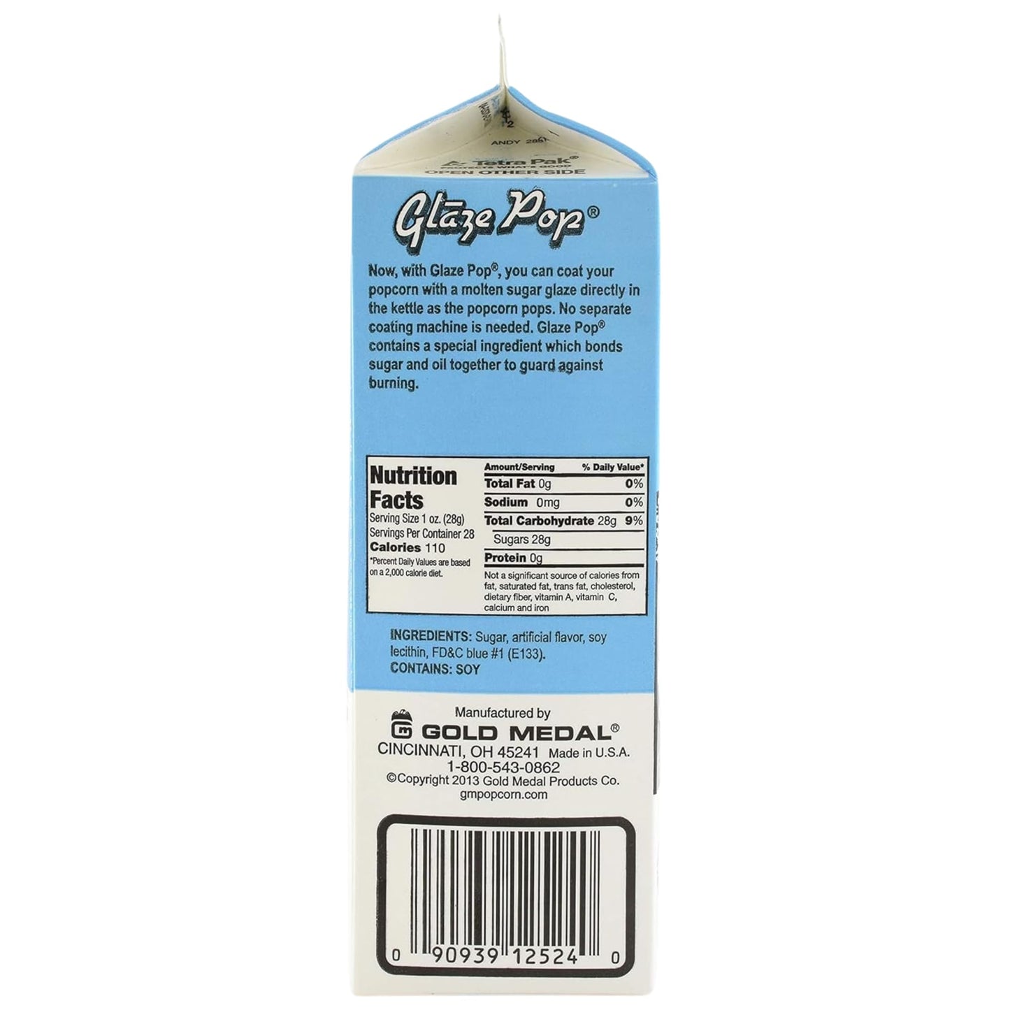 Glaze Pop Blue Raspberry Popcorn Coating Mix, 28 oz - Sweet Frosted Flavor, Cooks Directly in Popper, Vibrant Candy Glaze