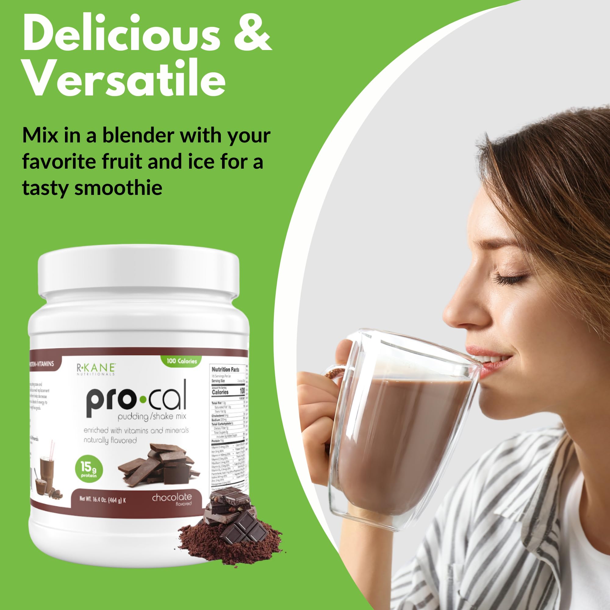 Pro-Cal Chocolate Meal Replacement Powder - High Protein, Low Calorie Shake & Pudding Mix - Low-Carb, Gluten Free - Breakfast Boost - Delicious & Easy