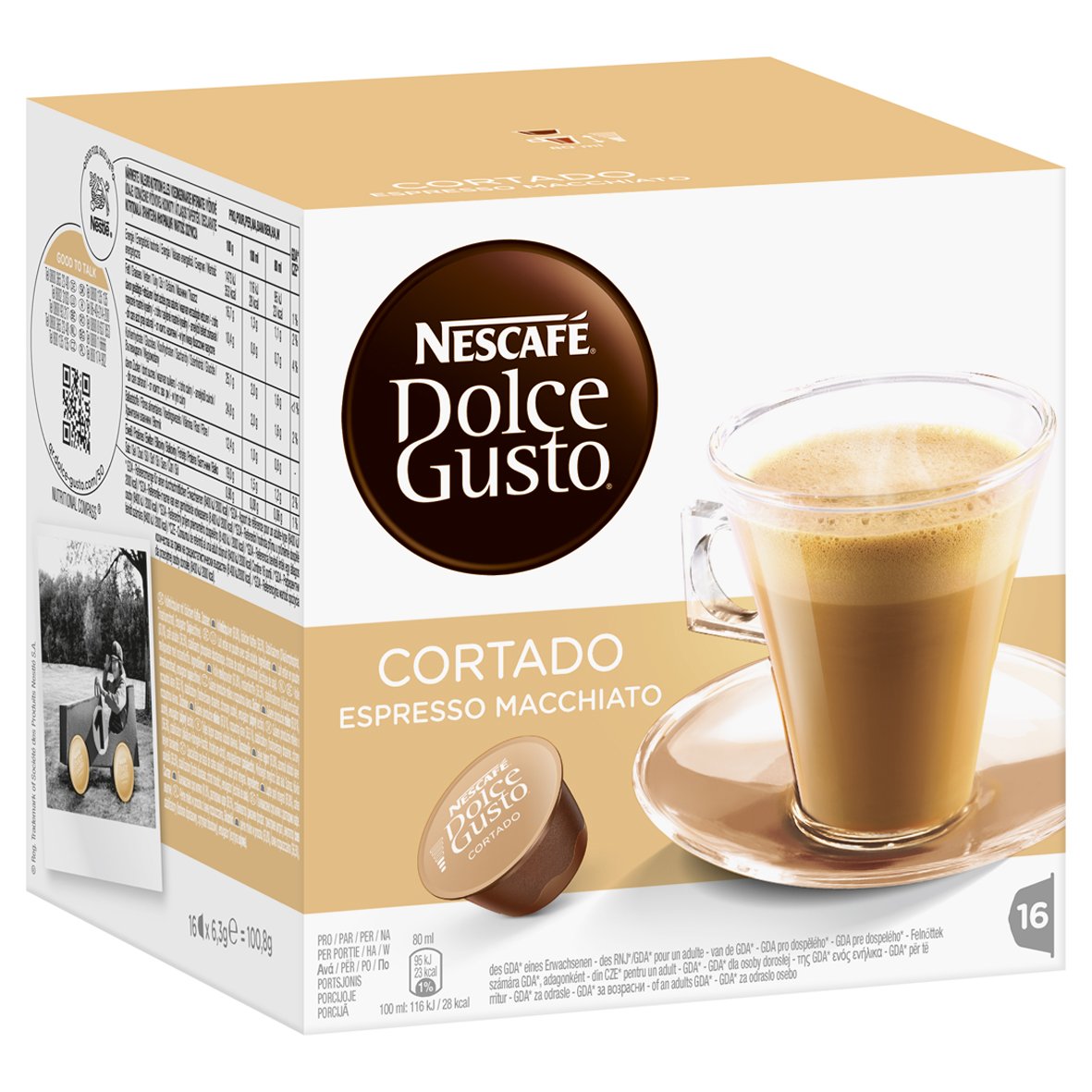 Nescafé Dolce Gusto Cortado Espresso Macchiato, Pack of 2, (32 Capsules in total)