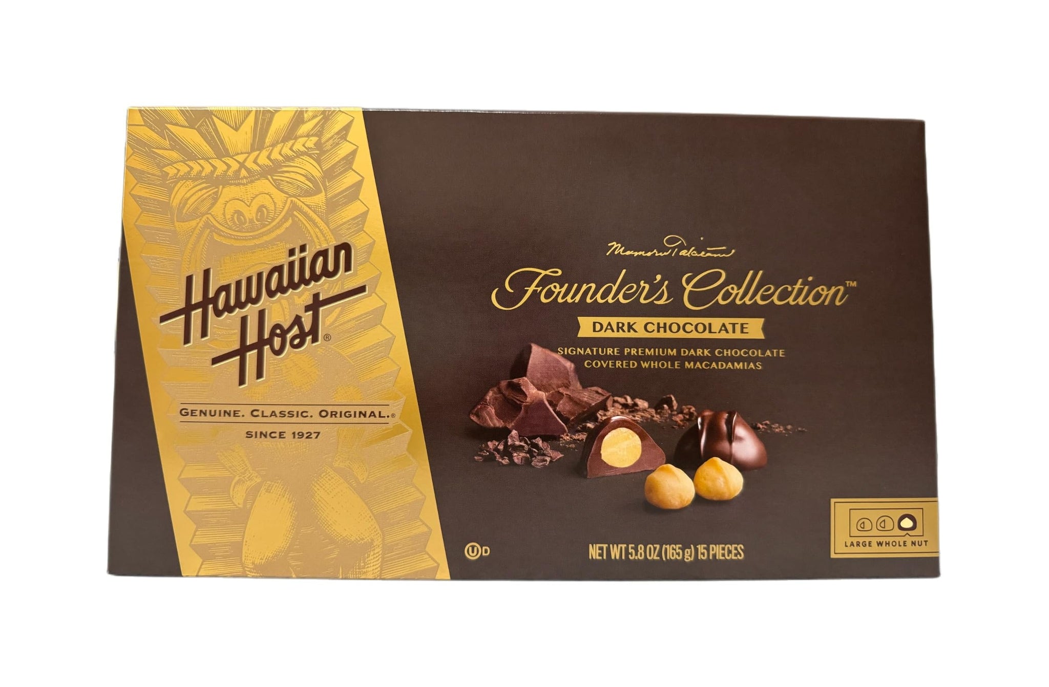 Hawaiian Host - Premium DARK CHOCOLATE Covered Whole Macadamia Nuts 7 oz Box