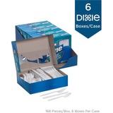 Dixie CM168 Combo Pack, Tray w/White Plastic Utensils, 56 Forks, 56 Knives, 56 Spoons