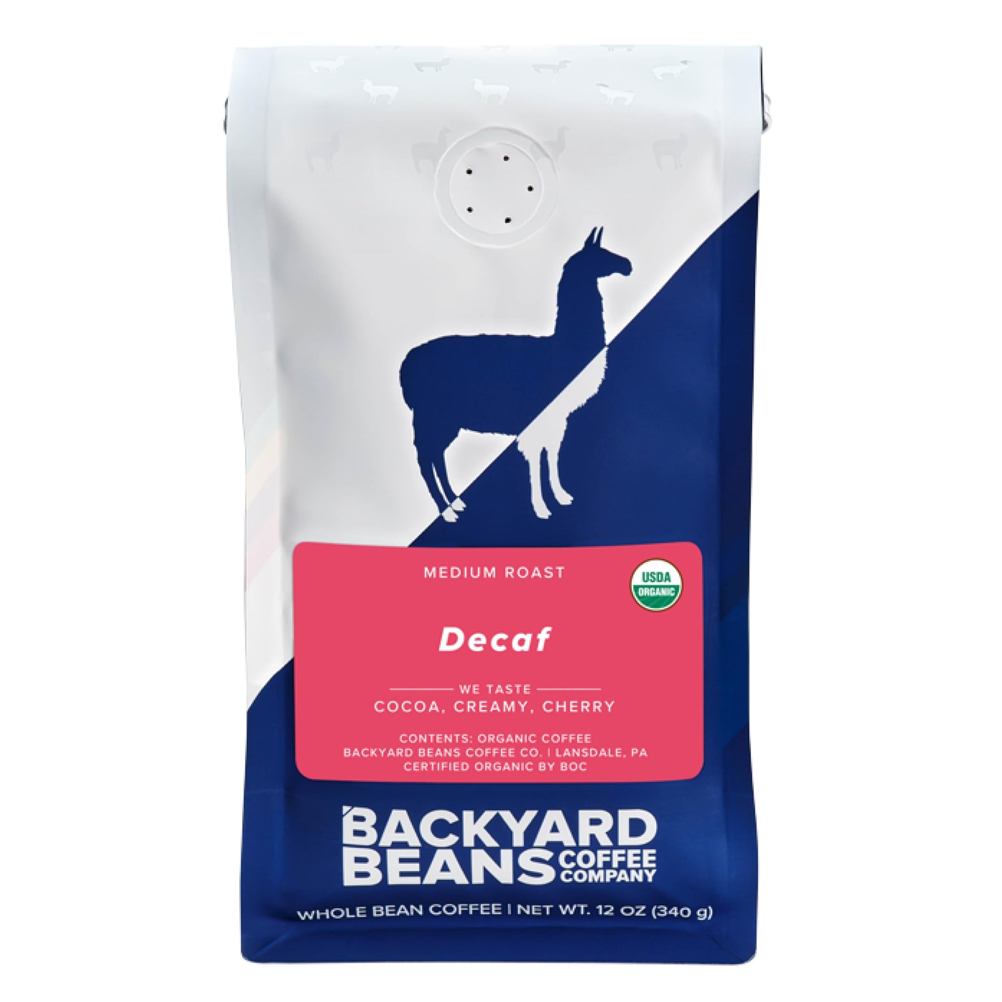 Backyard Beans Coffee Seasonal Decaf, Organic, Decaf Medium Roast, Whole Bean Coffee, 12oz