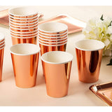 Juvale Rose Gold Foil Paper Cups - Party Supplies for Weddings & Baby Showers - 12 oz Disposable & Compostable Cups - Pack of 36