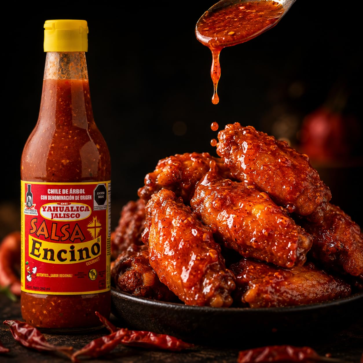 Salsa Encino Chile de Árbol Hot Sauce, Authentic Mexican Hot Sauce from Yahualica Jalisco, Stone-Ground & Naturally Fermented, Bold Heat for Wings