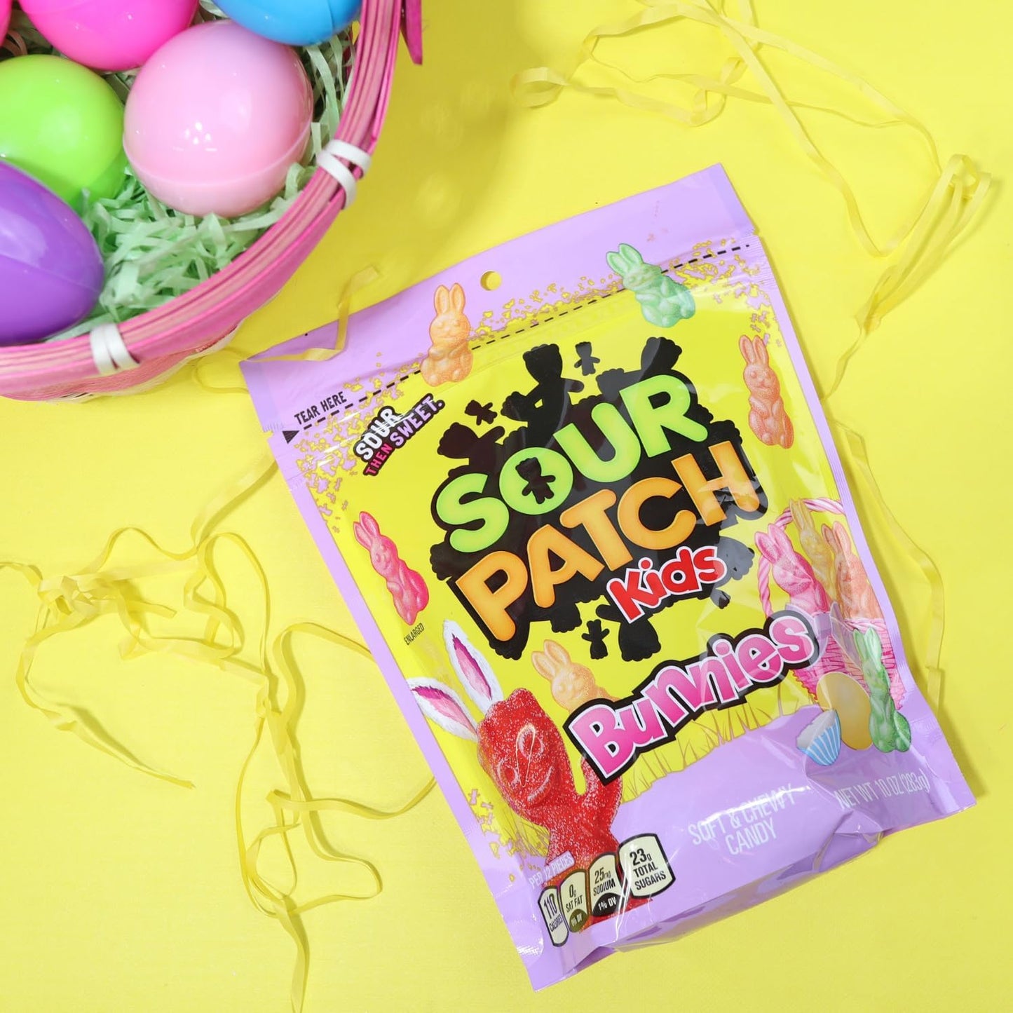 Sweetzo Sour Patch Bunnies, Gummy Candy Easter Basket Stuffers, Soft and Chewy Candies (2, 10 Ounces)