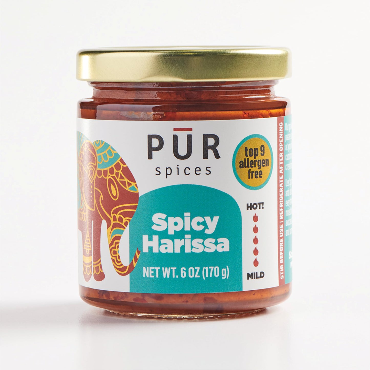 PUR Spices Original Spicy Harissa Paste I Hot Sauce for Cooking and Dipping I Spicy Chili Pepper and Garlic Paste | Middle Eastern Inspired | Plant