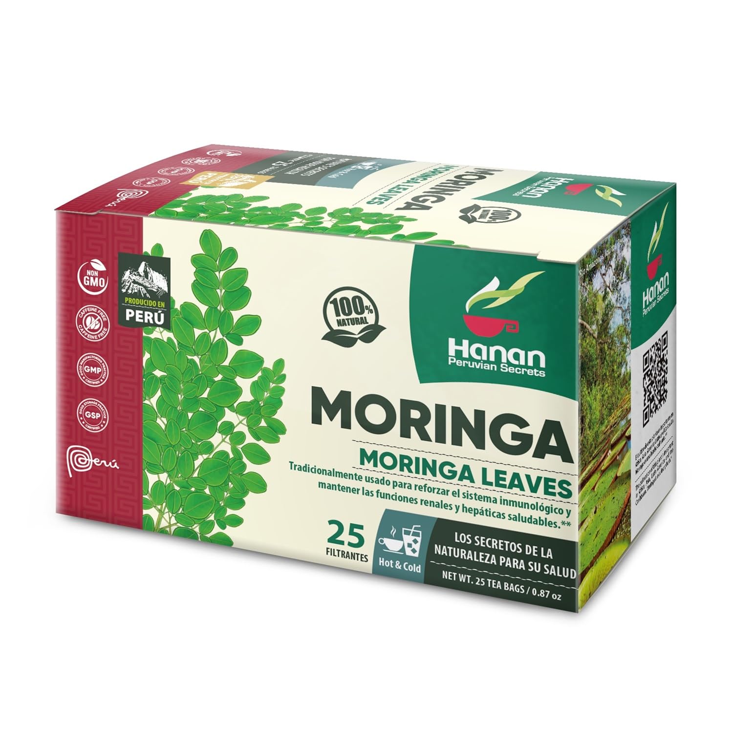 Hanan Peruvian Secrets Moringa Superfood Tea | 100% All-Natural Moringa Oleifera Leaves (Hojas) from Peru traditionally used to support a healthy