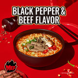 Samyang MEP Black Pepper Beef Ramen Spicy Korean Instant Noodle Soup ENHYPEN Pick Rich Bone Broth Quick Microwave Meal 3.88 oz (Pack of 4)