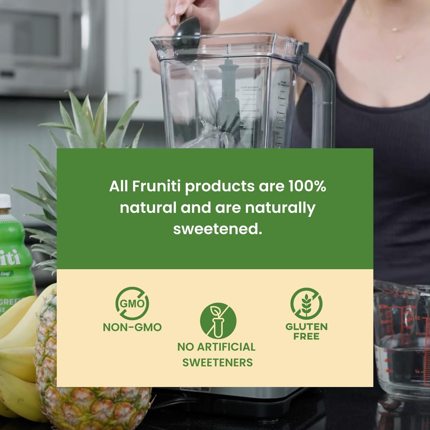 Fruniti Super Greens Smoothie Mix - Cleanse + Detox - No Sugar Added - Fruit + Veggie Puree - Spirulina, Spinach, Kale, Cucumber, Lemongrass, Apple