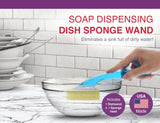 Arrow Dish Sponge w/Soap Dispenser Handle - Fillable Dish Wand for Quick, Convenient Cleaning - Easy to Refill - Built-In Scrubber for Dishes & Pans