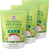 52USA Glutinous Rice Flour 48 Ounce (Basic), 1 Pound (Pack of 3), Rice Flour for Baking or Cooking, Product of THAILAND, All Natural White Rice Flour