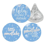 Blue Little Snowflake Winter Baby Shower Chocolate Kisses Candy Stickers, Baby It's Cold Outside Party Favors - 180 Count