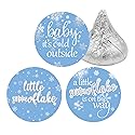 Blue Little Snowflake Winter Baby Shower Chocolate Kisses Candy Stickers, Baby It's Cold Outside Party Favors - 180 Count