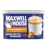 Maxwell House Instant Cafe-Style Beverage Mix, Easy to Prepare, 1 Canister, for Quick Morning Coffee or Afternoon Treat, Vanilla Caramel Latte, Kosher