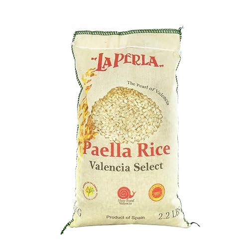 La Perla | Paella Rice | Valencia Select | Denomination of Origin Valencia Spain | Slow Food Valencia Certified | Ideal For All Mediterranean Rice Dishes | 2.2 lbs (1 kg) | (Pack of 1)