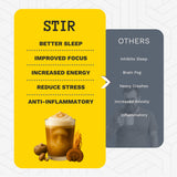 STIR Premium Instant Mushroom Coffee | Lion’s Mane, Chaga, Reishi, Cordyceps, Shiitake, Turkey Tail | Organic Cacao, Vanilla, Coconut MCTs | Focus