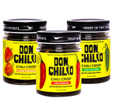 Don Chilio Mexican Chile Crisp Variety Bundle, 5 oz., 3 Pack - Crunchy Sliced Habanero, Jalapenos & Serrano Fried Chili Peppers in Hot Seasoned 100%