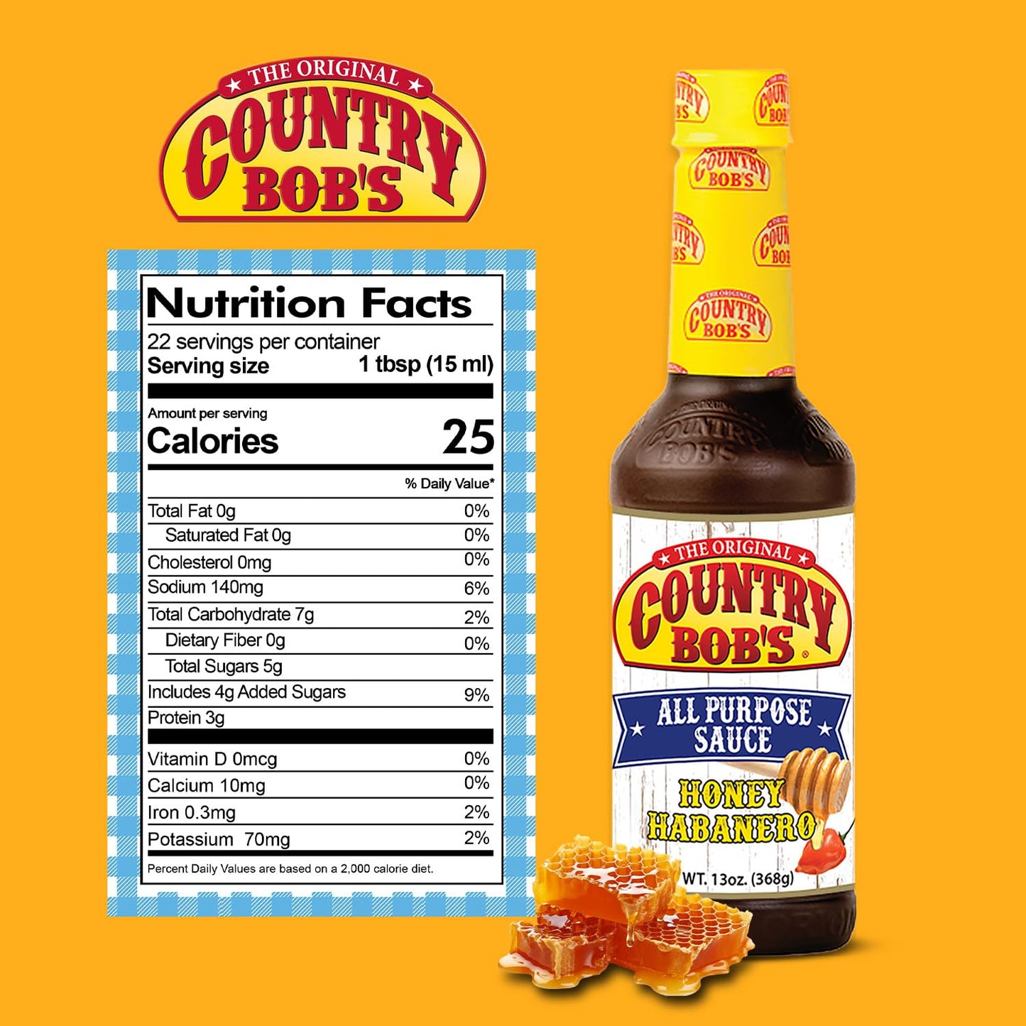 Country Bob's - Honey Habanero Sauce - 13 oz (Pack of 1)