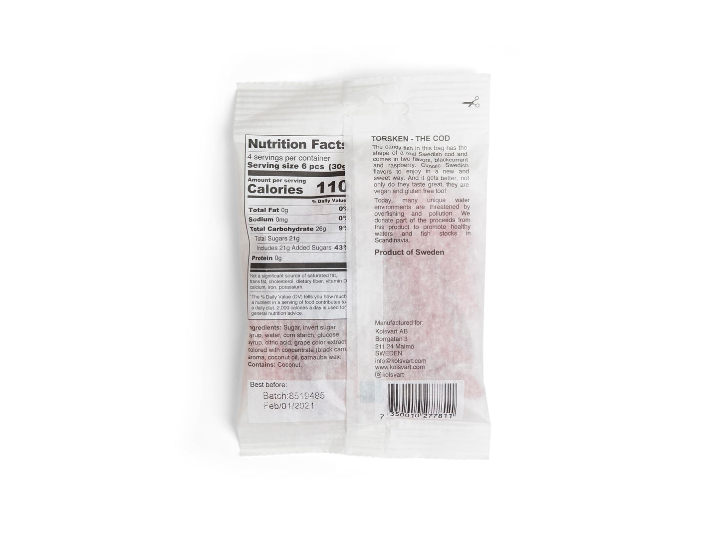 Kolsvart Swedish Candy - Blackcurrant + Raspberry Gummies, Vegan & Gluten-Free - Natural Fruit Flavor, Scandinavian Candy - 4.2 oz Each (Pack of 5)