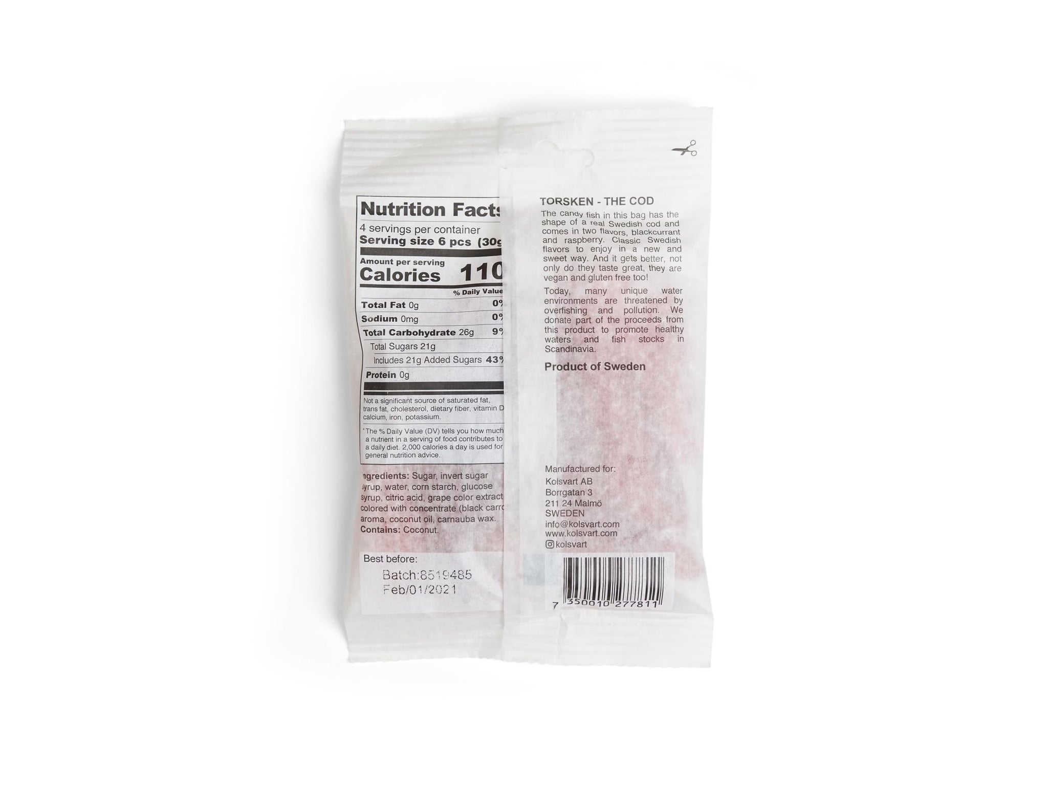 Kolsvart Swedish Candy - Blackcurrant + Raspberry Gummies, Vegan & Gluten-Free - Natural Fruit Flavor, Scandinavian Candy - 4.2 oz Each (Pack of 5)