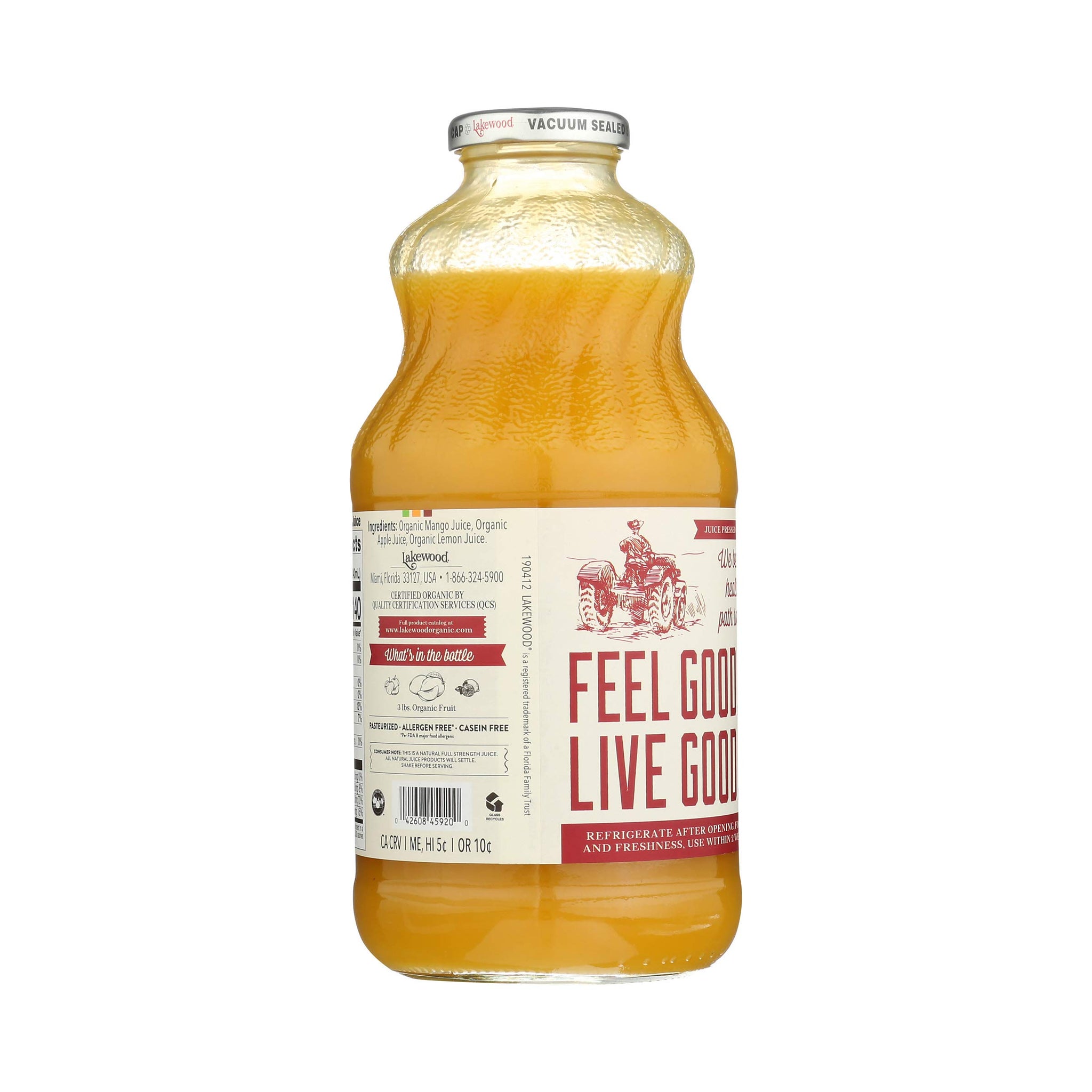 Lakewood Juice Mango Organic, 32 oz