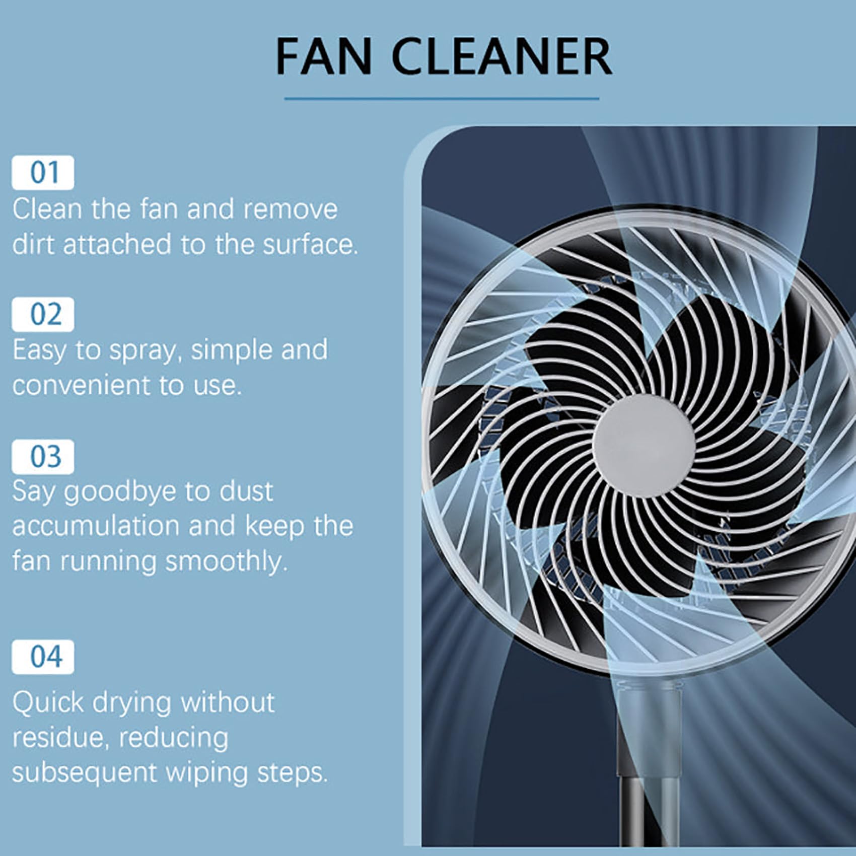 Lunkun Fan Cleaner Spray, Household Powerful Fan Cleaner, Effortless Fans Blade Cleaners No-Rinse, Degreasing & Dust Removal Formula, Quick Wipe Clean